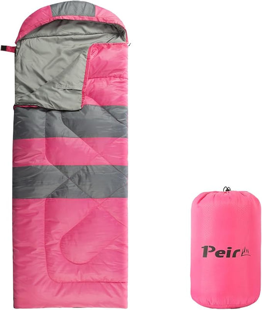 Sleeping Bags, Camping Sleeping Bag for Adults, 3 Season Warm & Cool Weather, Lightweight Waterproof Sleeping Bags for Indoor Outdoor Camping Traveling Backpacking, Pink/Blue/Black