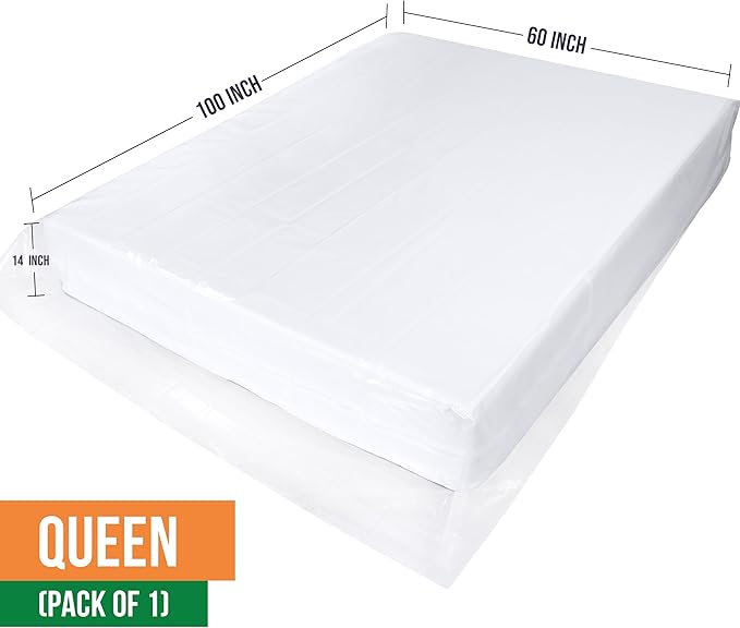 Utopia Home Queen Size Mattress Cover for Moving, 4 Mil Heavy Duty Plastic Mattress Bag for Disposal, Mattress Encasement Fits Mattresses up to 14 Inches, Mattress Bags for Moving