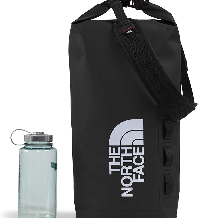 The North Face Base Camp Dry Bag - Roll-Top Waterproof Stuff Sack, Ideal for Camping Gear & Kayak Accessories, TNF Black/TNF White, 18 Liters