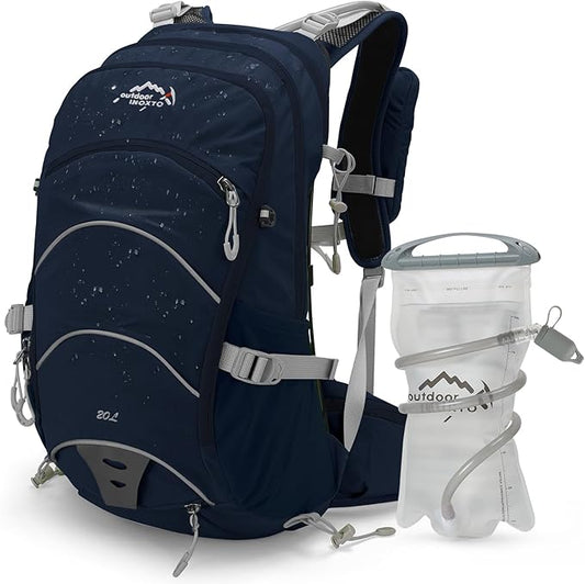 IX INOXTO 20L Hydration Backpack, Waterproof Hiking Internal Frame Backpacks with 2L Hydration Water Bladder and Rain Cover for Men, Lightweight Travel Daypack for Cycling,Camping,Ski (dark blue)