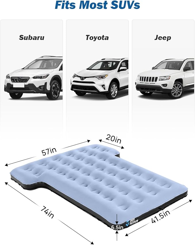 JOYTUTUS SUV Air Mattress Camping Bed,3.0 Thickened Flocking Car Camping Inflatable Mattress,Anti-Leakage,with 2 Pillows & Electric Pump Universal Car Bed for SUV Trunk and Rear Seat