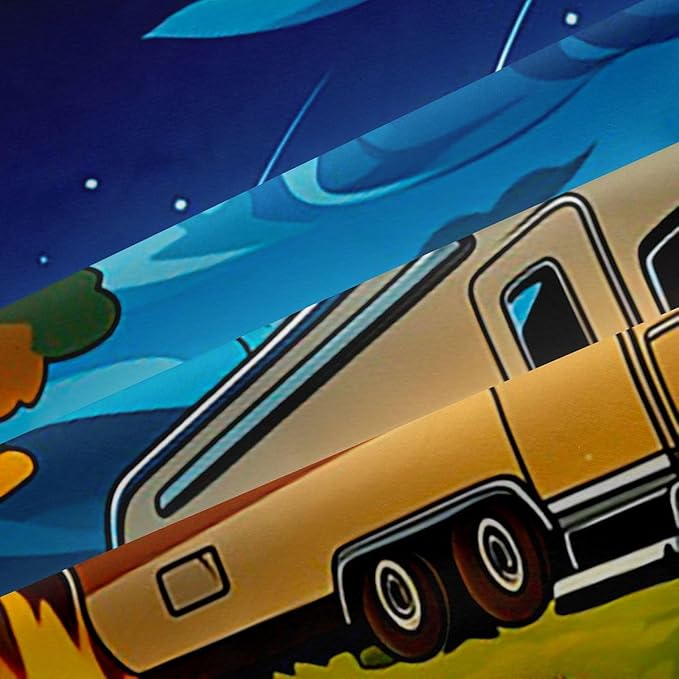 Manfei Happy Camping Blackout Curtains Camper Trailer Bonfire Tent Window Drapes,Adventure Theme Window Treatments,Kids Boys Girls Room Decor,Grommet Top 2 Panel Set Bedroom Curtains, 52Wx96L inch