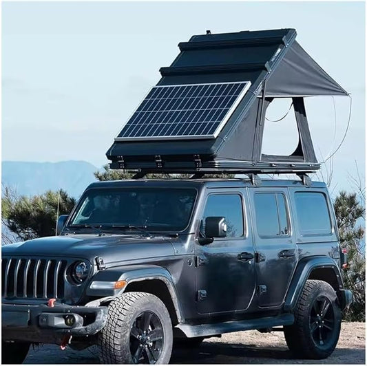 Hard Shell Rooftop Tent with Solar Panel & Winter Thermal Layer | 2-Person All-Weather for Jeep SUV Truck Van | 4-Season Hardshell Camping