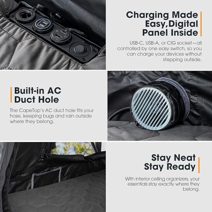SanHima Rooftop Tent Hard Shell - CapeTop Overland Aluminium Fold-Out Roof Top Tent 131.5LBS Lightweight, w/Digital Panel & Tri-Color LED Strip Light, for Car SUV Truck Camping, 2-3 People