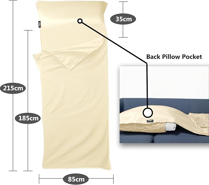 Frelaxy Sleeping Bag Liner, XL Travel Sheet & Camping Sheet for Backpacking, Hotel, Hostels & Traveling, Comfy & Easy Care, Full-Length Zipper/No Zipper, 4 Seasons Warm Cold Weather