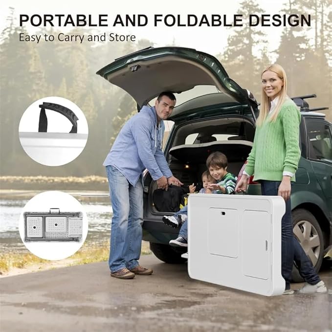 Folding Fish Cleaning Table with 2 Foldable Sinks, 42.5'' Portable Camping Sink Table with Foldable Faucet, Drainage Hose, Sprayer, Storage Box & Grooves, Outdoor Fillet Station for Picnic