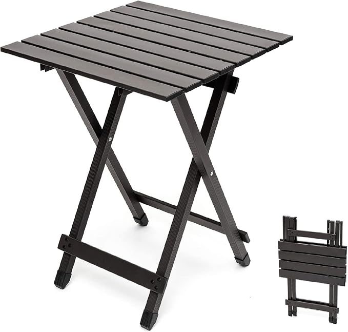 SUNNYFEEL Folding Camping Table - Lightweight Aluminum Portable Picnic Table, 18.5x18.5x24.5 Inch for Cooking, Beach, Hiking, Travel, Fishing, BBQ, Indoor Outdoor Small Foldable Camp Tables