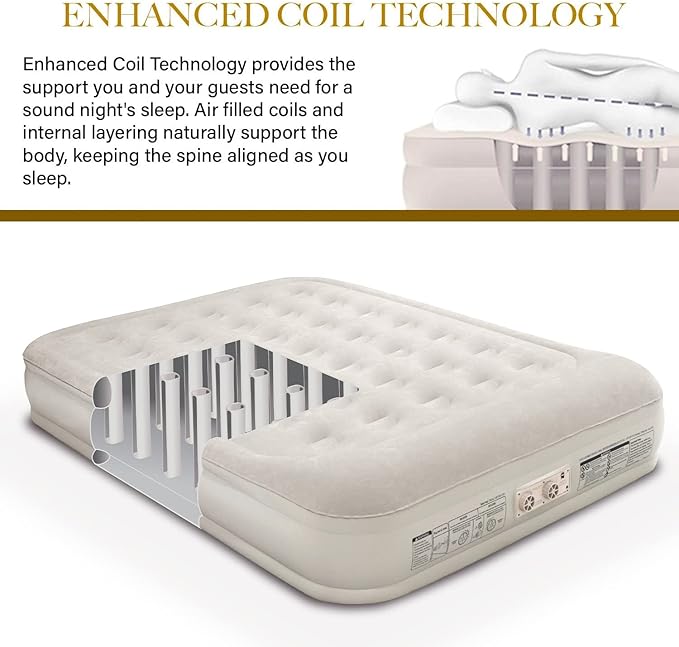 King Koil Luxury Queen Size Air Mattress with Built-in High-Speed Pump Best for Home, Camping, Guests, 13" Queen Size Luxury Double Airbed Adjustable Blow Up Mattress, Waterproof, 1-Year Warranty