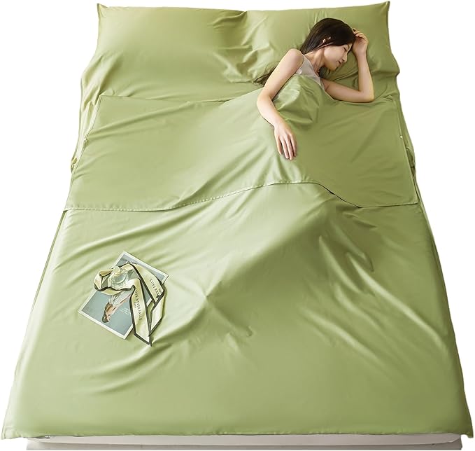 Sleeping Bag Liner for Adults, Lightweight Travel Sleep Sack with Carry Bag, Compact Portable Sleeping Sheet for Camping, Hiking, Hostels, Hotels and Backpacking