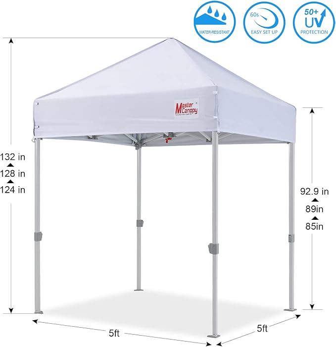 MASTERCANOPY Pop Up Canopy Tent Commercial Grade Instant Shelter (5x5, White)