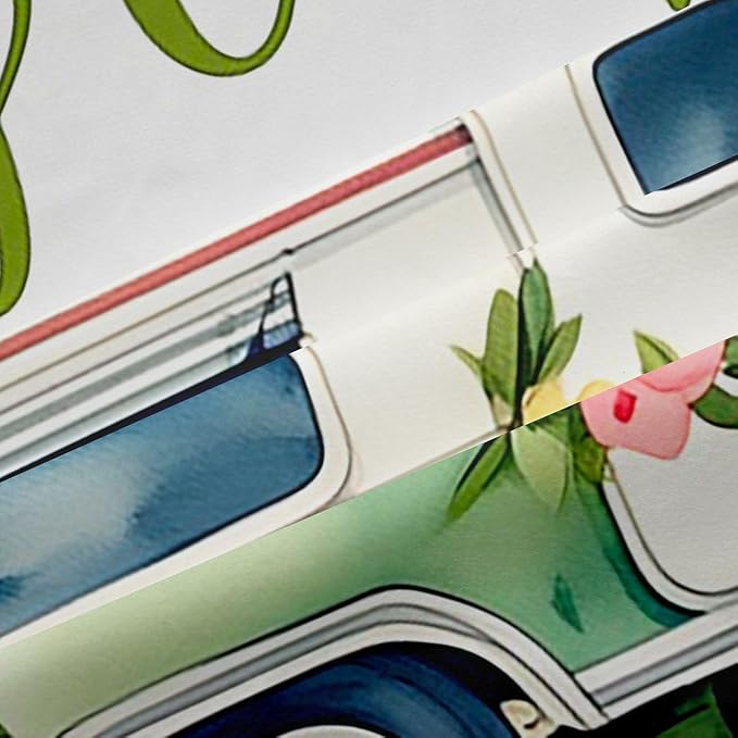 Erosebridal Happy Camping Camper Window Curtains 52" Wx63 L Flowers Rv Trailer Blackout Curtains for Bedroom Living Room,Outdoor Adventure Window Treatments Romantic Floral Drapes Decor 2 Panels