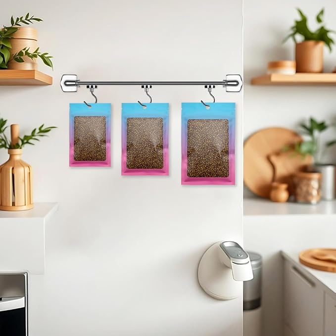 100 Pcs Resealable Mylar Bags, Gradient Color Food Storage Bags, Zip Bag Foil Bags Packaging Pouch for Food Storage, Sample, Small Business (Blue Pink, 2.7 X 3.9 Inch)