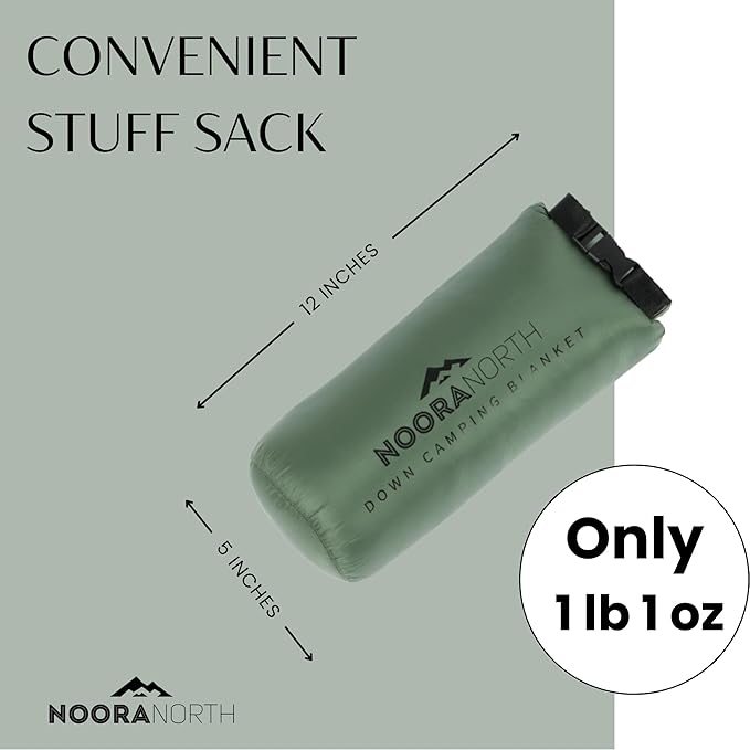 Down Camping Blanket with Footbox – Lightweight, Packable, Water Resistant Backpacking Quilt & Warm Puffy Compact Outdoor Throw – 52x77 with Stuff Sack for Stadium, Hiking & Travel