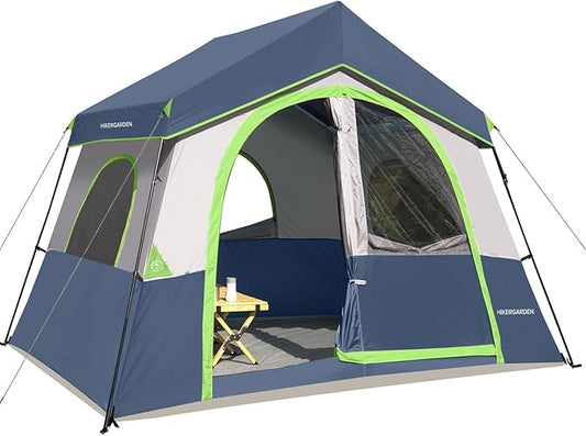 HIKERGARDEN 6-8 Person Camping Tent - Portable Family Cabin Tent for Camp, Windproof Fabric Camp Tent Outdoor for Hiking, Backpacking, Traveling