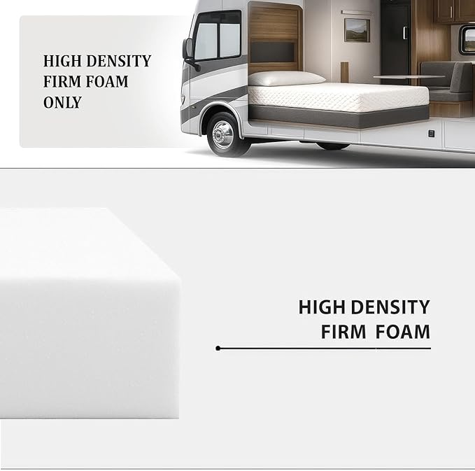 Foamma 10" x 39" x 75" High Density RV Bunk Mattress Foam Replacement Topper for Camper, Truck, Travel Trailer, Firm, CertiPUR-US Certified, Made in USA, Cover Not Included