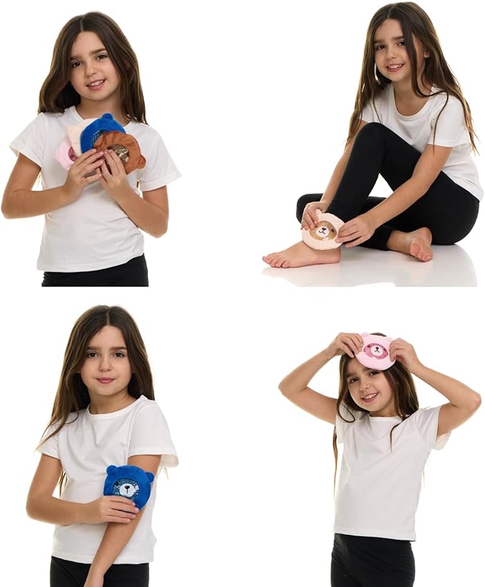 FOMI Premium Kids Hot Cold Ice Packs | 4 Pack | Soft Colorful Sleeves | Fun Animal Designed Children Gel Bead Wrap | Pain Relief for Kids Boo Boos, Fever, Wisdom Teeth, Tired Eyes, Headaches