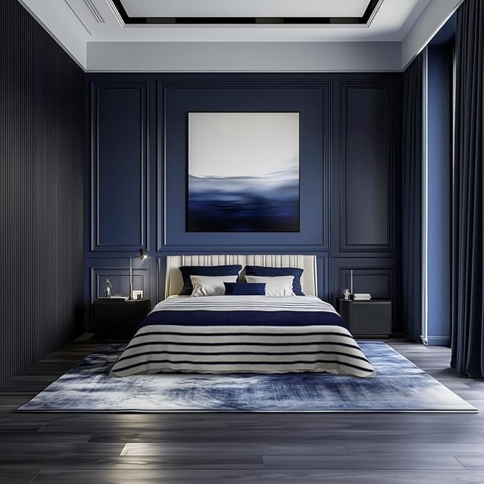 Thick Alpaca Wool Blanket Heavyweight for Camping Outdoors or Using Indoors | Soft Peruvian Alpaca Wool Blankets (Navy Blue/Ivory, Queen)