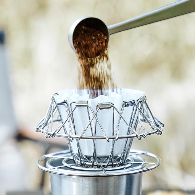 Bincoo Pour Over Coffee Maker, Portable Stainless Steel Reusable Coffee Filter, Mini Collapsible Paperless Single Serve 1-2 Cup Coffee Dripper Cup Easy To Clean For Travel Camping Offices (gold)