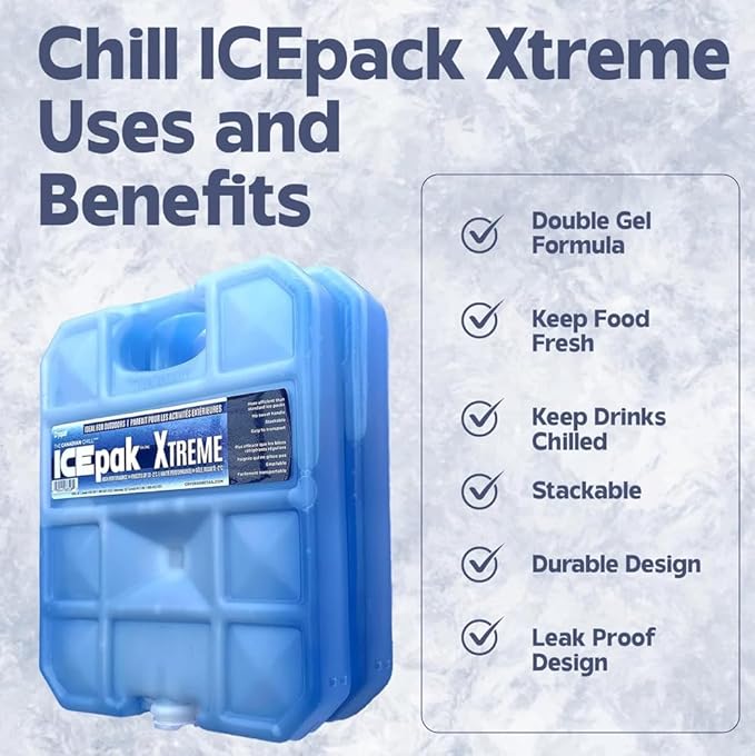 Cryopak ICEpak Extreme Large Hard Shell Reusable Ice Packs for Coolers and Lunch Box Use, Freezer Safe Gel Design, Medical Grade Cooling, Non-Toxic and BPA Free, Essential Travel Accessories