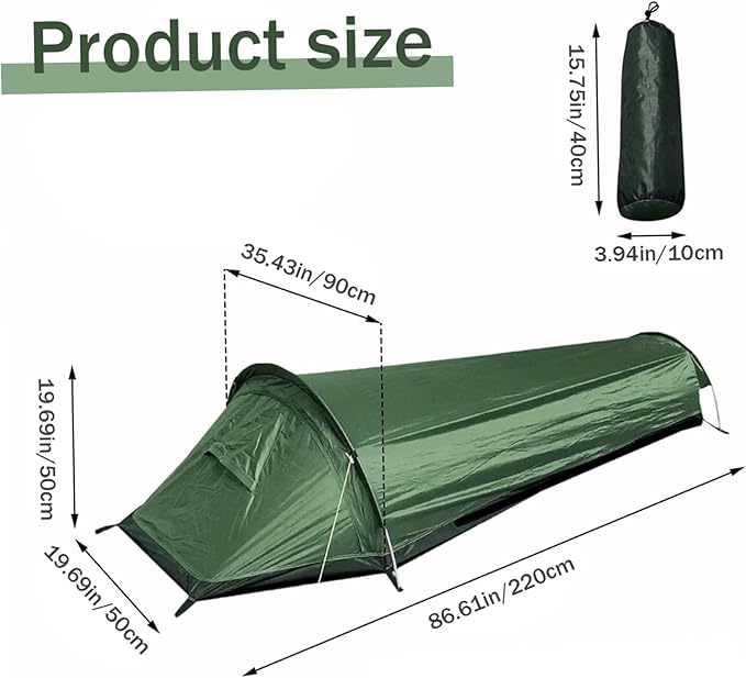 One Man Tent, Breathable 1 Person Tent with Fine Mesh, Portable Backpacking Tents with Carry Bag Ultralight & Waterproof for Hiking Camping Mountaineering Fishing Travel Sporting_Goods..