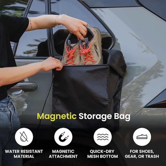 LUNO Magnetic Black Gear and Shoe Storage Bag - Water Resistant, Magnetic Attachment