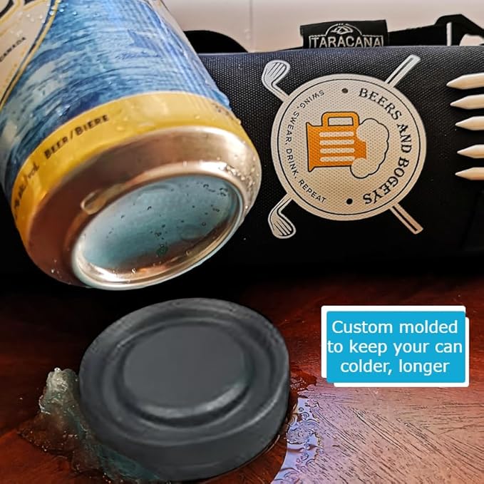 ArcticChill Golf Cooler Ice Packs – Custom Fit Can Coolers for Golf Bag Beer Sleeves – Reusable Round Freezer Packs for Keeping Drinks Cold on The Course. (DESCREET Black)