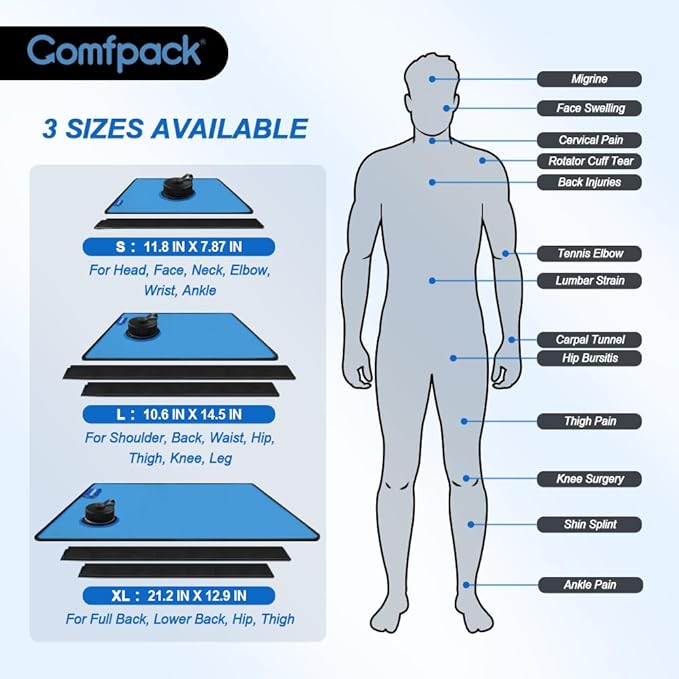 XL Refillable Ice Bag for Injuries, 21.2" x 13" Travel Ice Water Bag Physical Cold Therapy with Straps for Full Back, Hip, Pain Relief for Injuries, Muscle Pain, Swelling, Bruises ﻿