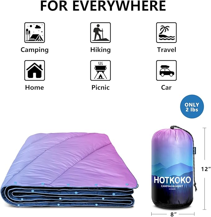 Camping Blanket,Lightweight Down Alternative Puffy Blanket Packable Outdoor Blanket for Camping,Traveling, Stadium, Hiking, Picnics