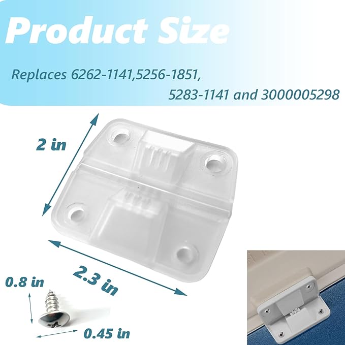 White Plastic Cooler Replacement Hinges with Screws Compatible with Coleman Cooler 5226, 5227B, 5235, 5236