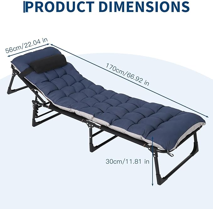 Portable Camping Cot for Adults, Folding Sleeping Cot with Removable Thick Mattress & Carry Bag, Double Layer Oxford Camping Bed for Travel Tent Day Bed Outdoor Home Guest Office Nap, 400LBS Load