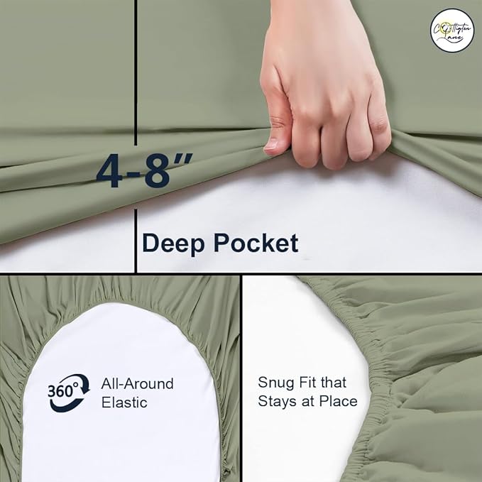 Cot Fitted Sheet 25 x 75, 100% Egyptian Cotton, 1 PC Cot Size Bottom Sheet Only, Perfect for Narrow Twin, Camp Bunk, Army Cots, Trifold Mattress, Camping Cot, Guest Bed Replacement(Sage)