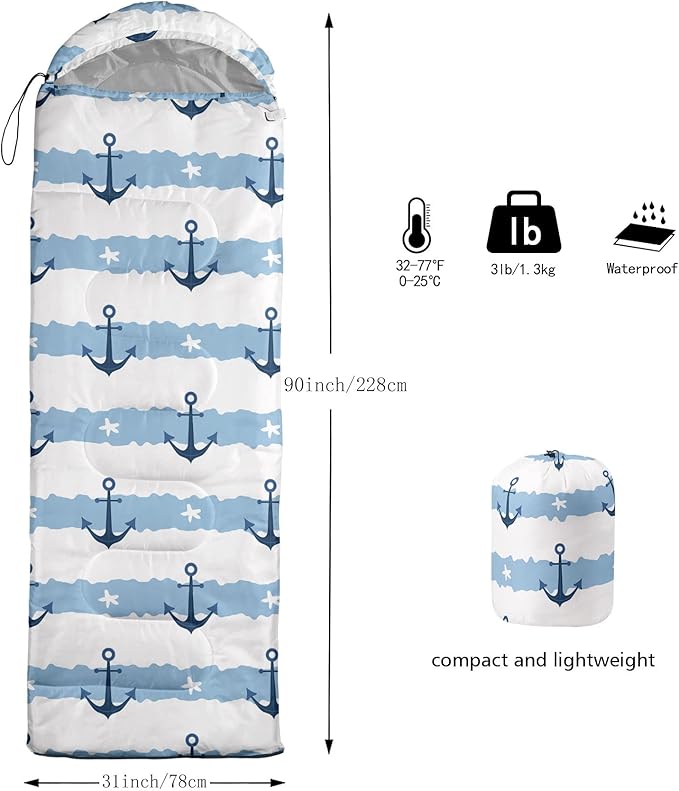 Kids Sleeping Bag for Boys and Girls,Monster Alien Print-Lightweight Warm Portable Outdoor Indoor-Waterproof Cold Weather Resistant Sleeping Bag for Camping Hiking