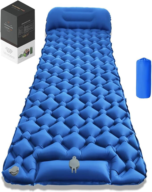Lounge Mat - Your Portable Chill Zone Thick Memory Foam Sleeping Pad for Outdoor Camping Self Inflating Air Mattress with Pump Folding Backpacking Bed Mat Hiking Essentials Gear(Blue)