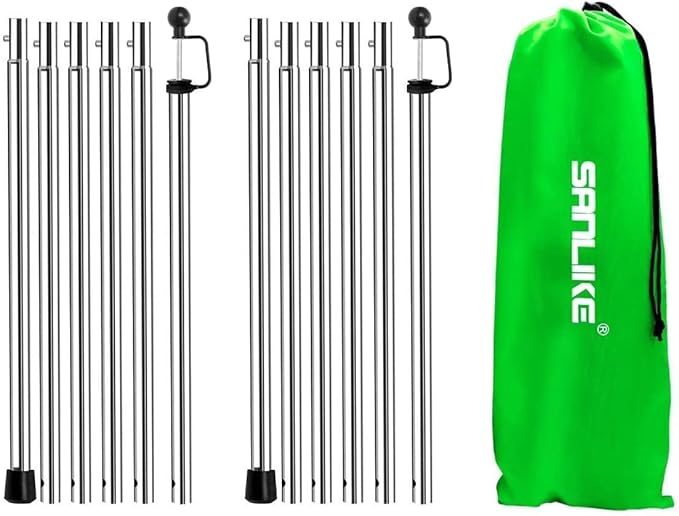 SANLIKE Tarp Poles Adjustable Tent Poles for Tarps Thickened Heavy Duty for Outdoor Canopy Shelter Awning Replacement 12pc Rods- 95in Set of 2 Canopy Poles