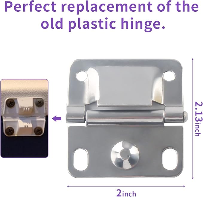 Cooler Stainless Steel Hinge, for Camping Cooler Accessories, Compatible with Coleman Ice Chest Stainless Steel Hinges with Screws 5235 5250 5286b 6262 6270-2 Pack