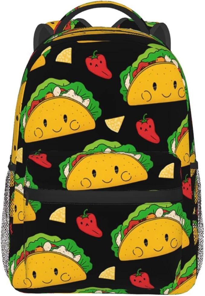 Men Women Lightweight Taco Tuesday Party Casual Daypack Big Capacity Bookbag With Padded Straps for Gym Travel Walking Cycling