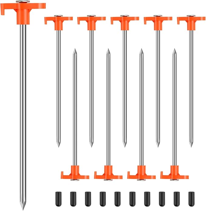 10PCS Tent Stakes Heavy Duty,7.1Inch Tent Pegs Non-Rust Metal Camping Stakes,Ground Stakes Tent Spikes Camping,Hiking Orange