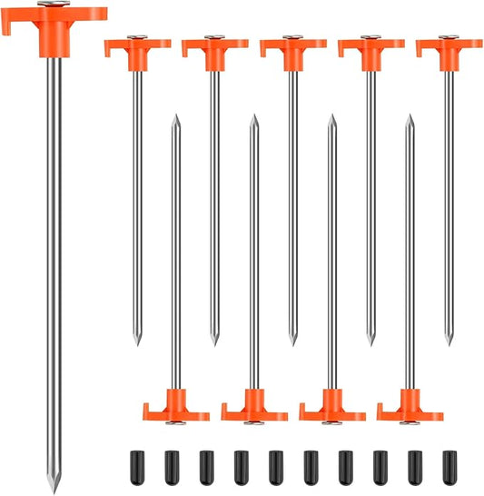 10PCS Tent Stakes Heavy Duty,7.1Inch Tent Pegs Non-Rust Metal Camping Stakes,Ground Stakes Tent Spikes Camping,Hiking Orange