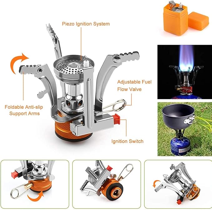 Pots and Pans Set Lixada Outdoor Camping Cookware Mess Kit Camping Cooking Set Tableware with Stove Spoon Fork Cutter for Camping Hiking Backpacking Picnic