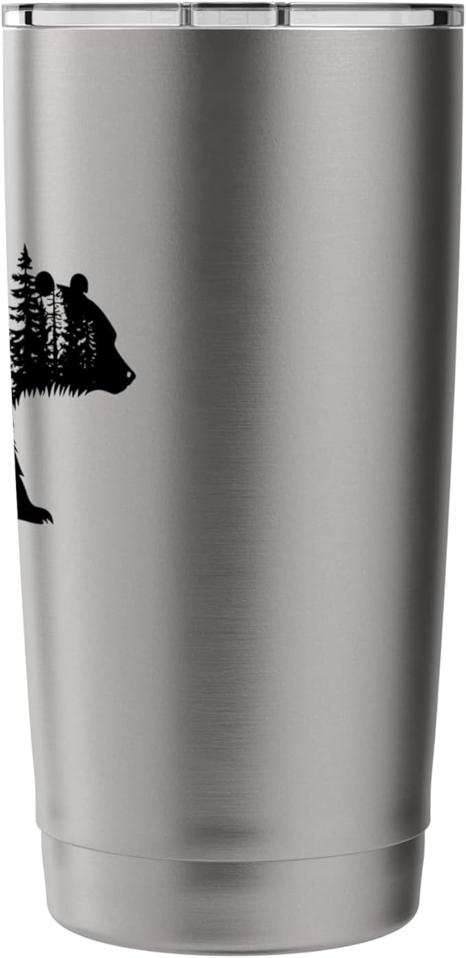 Forest Trees Wildlife Animal Retro Outdoor Nature bear Lover Stainless Steel Insulated Tumbler