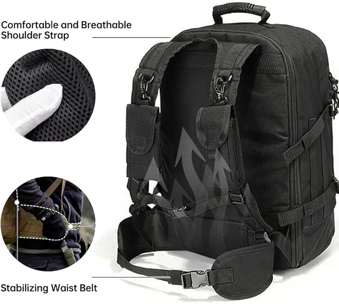 40L Large capacity backpack for men, Hiking backpack,Waterproof bag,large-capacity Tactical backpack with MOLLE System,Suitable for camping,Hunting,mountain climbing(BLACK)