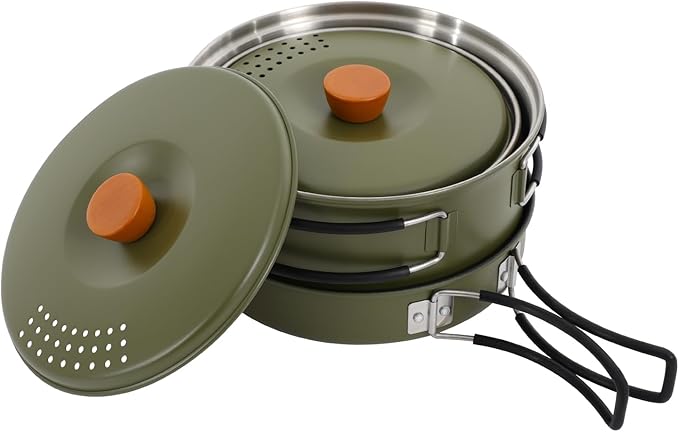 Camping Cookware Set, 304 Stainless Steel Camping Pots and Pans Set Outdoor Cookware Set with Storage Bag Campfire Cooking Equipment for Camping Outdoor Cooking Picnic