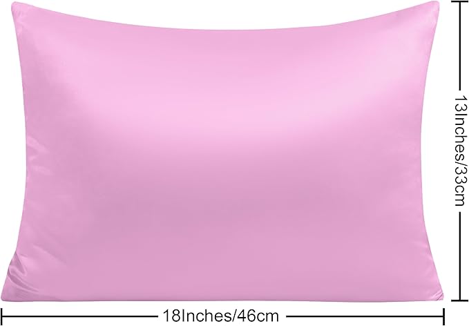 NTBAY Zippered Silk Satin Toddler Pillowcases - 2 Pack Hidden Zipper 13x18 Pillowcases - Luxury and Silky Baby Travel Pillow Covers, Light Pink