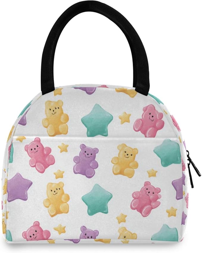 Kcldeci Kids Lunch Bag Insulated Lunch Box for Boys Girls Gummy Bear Star1 Reusable Toddler Leak-proof Lunchbox for School and Daycare