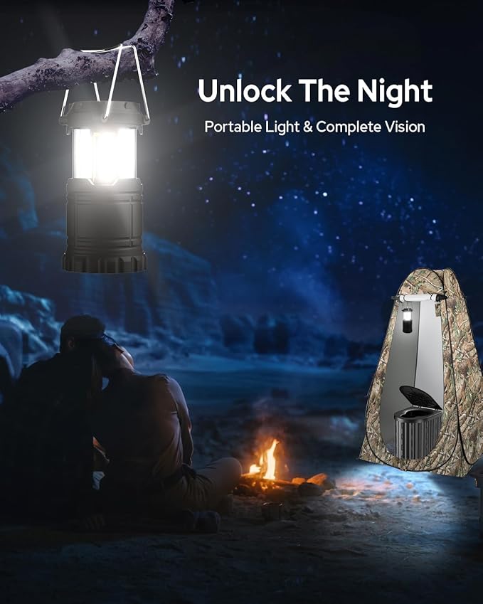 Camping Toilet with Pop-Up Privacy Tent and Liquid Waste Gel, Portable Toilet for Camping with Large Tent, Ergonomic Potty Provides Enhanced Comfort, Suitable for All Ages
