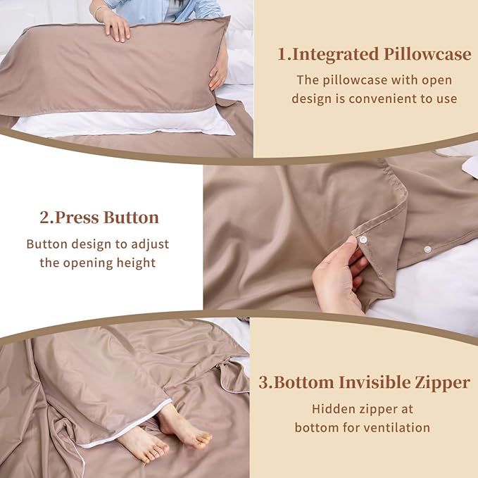 Sleeping Bag Liner Lightweight Compact Sleeping Bag Sack Portable Clean Travel Sheet Camping Sleep Sheet for Backpacking Hotel Hiking