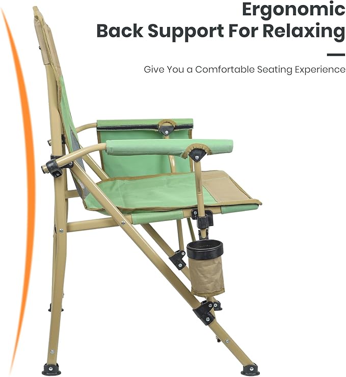 Camping Chair for Adults 350 LBS Support Camp Chair with Breathable Mesh Back Fabric with Arm Rest Cup Holder and Portable Carrying Bag