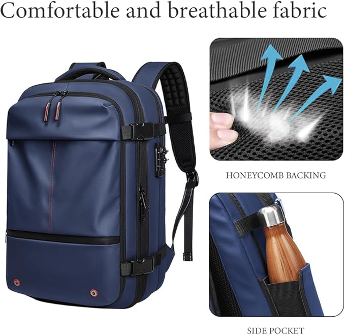 Vacuum Backpack for Travel, 25 Inch Expandable Vacuum Compression Bag with Electric Vacuum Pump, Space Saver Bags (Blue)