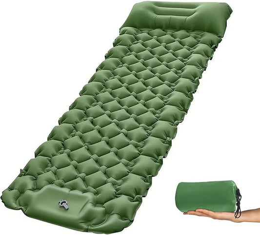 Self-Inflating Sleeping Pad for Camping with Built-in Foot Pump & Pillow - Inflatable Camping Mat, Ultralight Air Mattress for Backpacking, Hiking, Travel, Tent, Beach