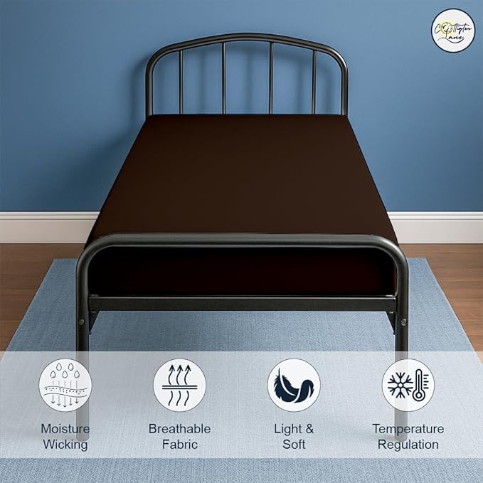 Cot Fitted Sheet 25 x 75, 100% Egyptian Cotton, 1 PC Cot Size Bottom Sheet Only, Perfect for Narrow Twin, Camp Bunk, Army Cots, Trifold Mattress, Camping Cot, Guest Bed Replacement(Chocolate)